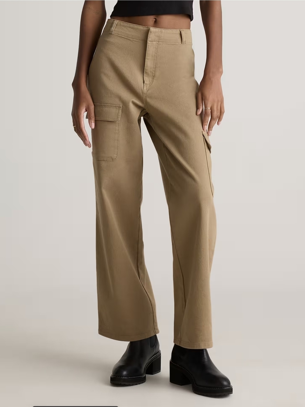 Quince Organic Stretch Cotton Twill Cargo Pants Light Khaki